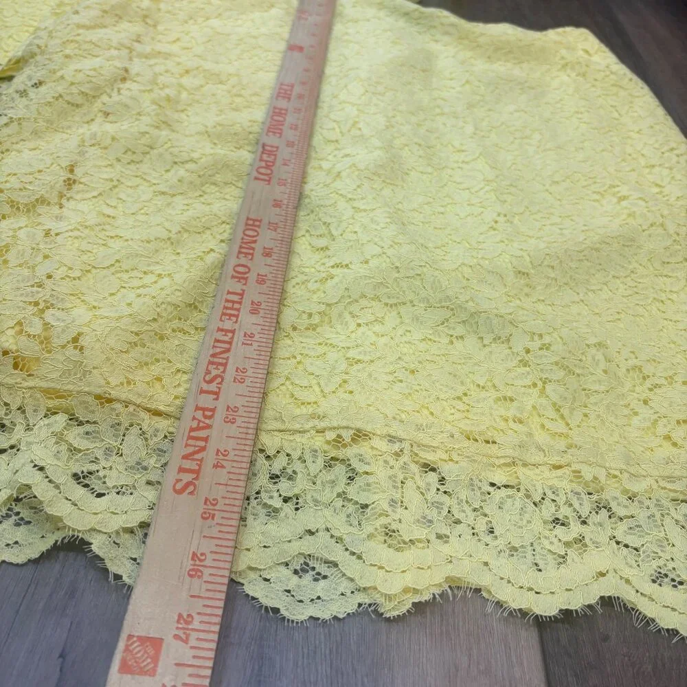 Liz Claiborne 2Pc Butter Yellow Lace‎ Top & Skirt XL Stretch Career Spring